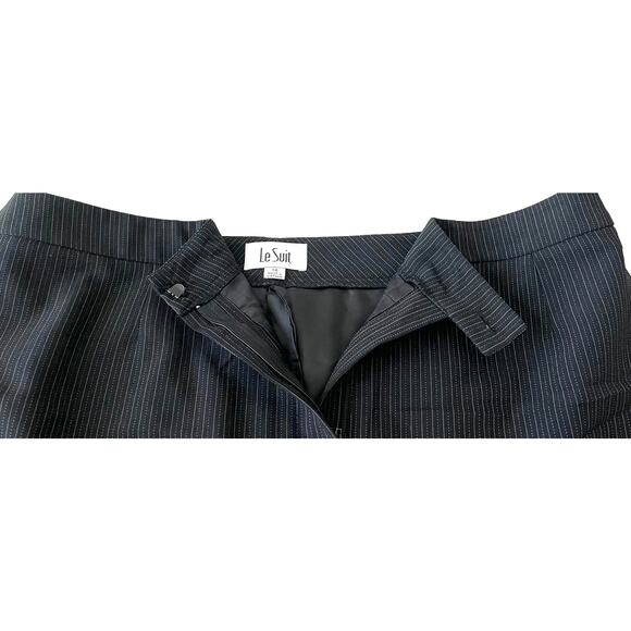 LE SUIT HIGH RISE, WIDE LEG, DRESS PANTS, WOMENS, 14, BLACK/GREY THIN PINSTRIPES - Picture 3 of 10